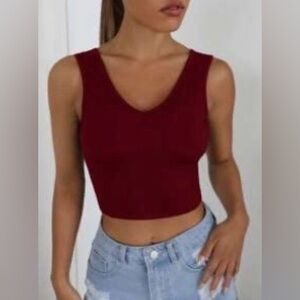 Shein Cropped V Neck Tank Top